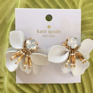 Kate Spade Vibrant Life  white leather earrings